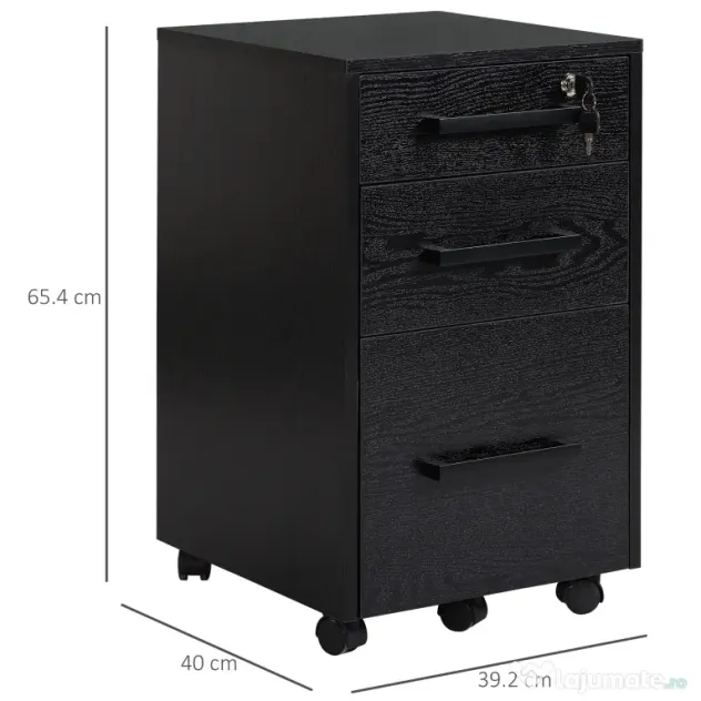 HOMCOM comoda documente, 3 sertare, 39.2x40x65.4 cm | Aosom Romania