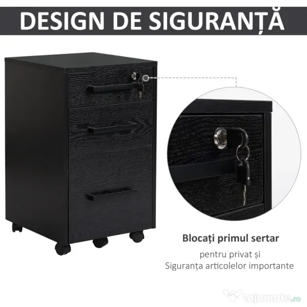 HOMCOM comoda documente, 3 sertare, 39.2x40x65.4 cm | Aosom Romania
