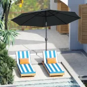 Outsunny Umbrela de Gradina Φ300cm cu Manivela, Gri Inchis | Aosom Romania