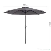 Outsunny Umbrela de Gradina Φ300cm cu Manivela, Gri Inchis | Aosom Romania