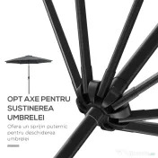 Outsunny Umbrela de Gradina Φ300cm cu Manivela, Gri Inchis | Aosom Romania