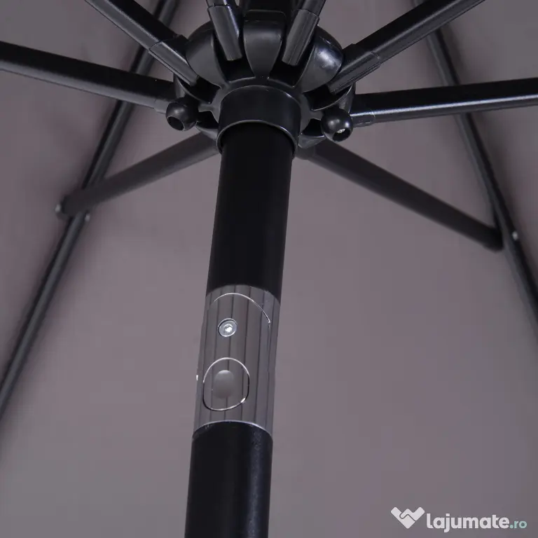 Outsunny Umbrela de Gradina Φ300cm cu Manivela, Gri Inchis | Aosom Romania