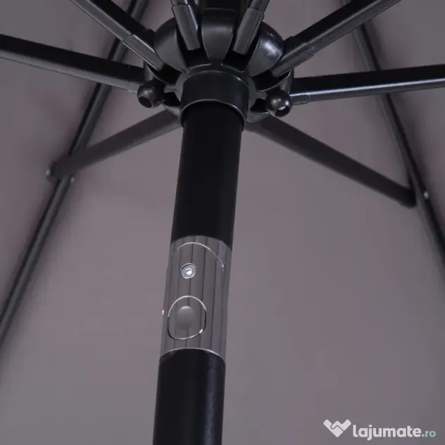 Outsunny Umbrela de Gradina Φ300cm cu Manivela, Gri Inchis | Aosom Romania