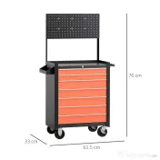 HomCom Cărucior scule pentru Atelier cu Sertar Negru și Portocaliu 61.5 x 33 x 76cm 