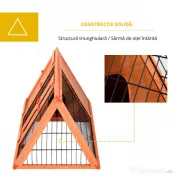 PawHut Cusca din Lemn de Brad pentru Iepuri, Habitat Exterior/Interior, 118x50x45 cm, Ușă cu Blocare, Maro | Aosom Romania