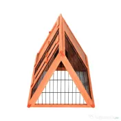 PawHut Cusca din Lemn de Brad pentru Iepuri, Habitat Exterior/Interior, 118x50x45 cm, Ușă cu Blocare, Maro | Aosom Romania