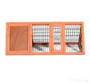 PawHut Cusca din Lemn de Brad pentru Iepuri, Habitat Exterior/Interior, 118x50x45 cm, Ușă cu Blocare, Maro | Aosom Romania