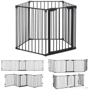 PawHut Poartă pentru Câini de Talie Mică și Medie, Țarc Pliabil cu Structură Modulară cu 5 Panouri, 300x3x74.5 cm, Negru | Aosom Romania