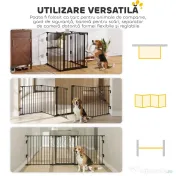 PawHut Poartă pentru Câini de Talie Mică și Medie, Țarc Pliabil cu Structură Modulară cu 5 Panouri, 300x3x74.5 cm, Negru | Aosom Romania
