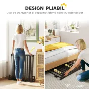 PawHut Poartă pentru Câini de Talie Mică și Medie, Țarc Pliabil cu Structură Modulară cu 5 Panouri, 300x3x74.5 cm, Negru | Aosom Romania