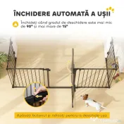 PawHut Poartă pentru Câini de Talie Mică și Medie, Țarc Pliabil cu Structură Modulară cu 5 Panouri, 300x3x74.5 cm, Negru | Aosom Romania