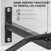 HOMCOM Bara Flotari la Perete Profesionala cu Schelet in Otel, 116 x 43 x 20cm, Negru 