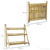 Outsunny Suport Pliabil pentru Plante din Lemn de Brad cu 3 Nivele, 100x37x93 cm, Lemn Natural | Aosom Romania 