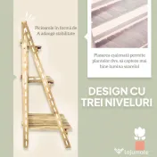 Outsunny Suport Pliabil pentru Plante din Lemn de Brad cu 3 Nivele, 100x37x93 cm, Lemn Natural | Aosom Romania 