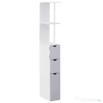 Homcom Coloana Baie 15×33×140 cm – Alb & Gri, Spatiu Vertical Compact