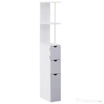 Homcom Coloana Baie 15×33×140 cm – Alb & Gri, Spatiu Vertical Compact