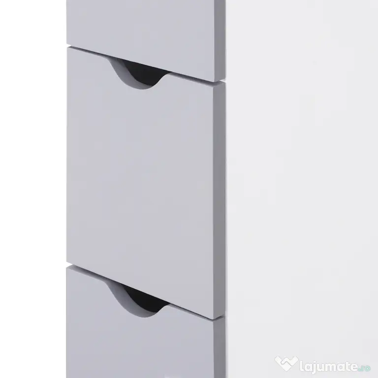 HOMCOM Mobilier Coloană Baie, 2 Compartimente, Ușă, 2 Sertare, MDF și Fier, 15x33x140 cm, Alb și Gri | Aosom Romania