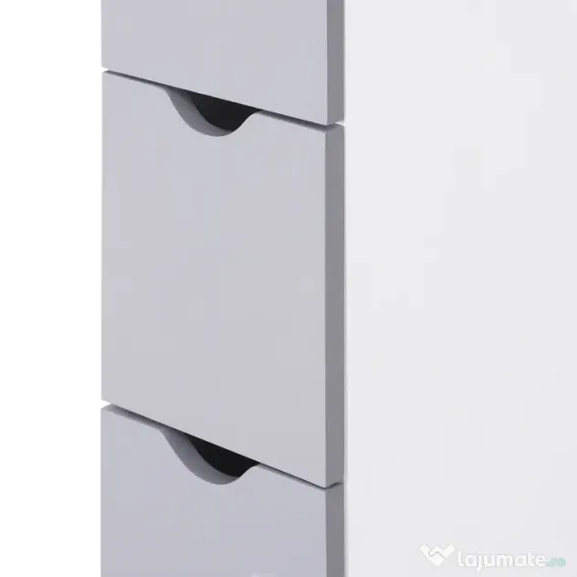 HOMCOM Mobilier Coloană Baie, 2 Compartimente, Ușă, 2 Sertare, MDF și Fier, 15x33x140 cm, Alb și Gri | Aosom Romania