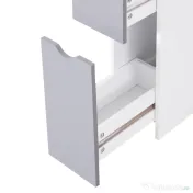 HOMCOM Mobilier Coloană Baie, 2 Compartimente, Ușă, 2 Sertare, MDF și Fier, 15x33x140 cm, Alb și Gri | Aosom Romania 