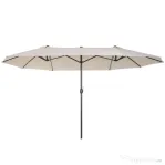 Outsunny Umbrela de Gradina Impermeabila si Anti-UV Bej, 460x270x240cm