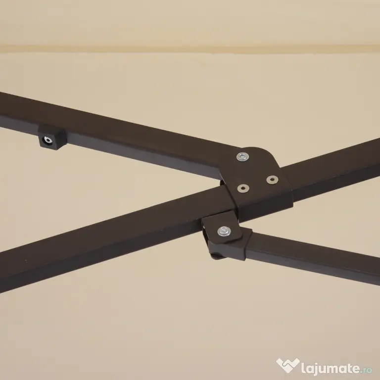 Umbrela de Gradina Impermeabila Outsunny, 12 nervuri metalice Anti-UV Bej, 460x270x240cm | Aosom Romania