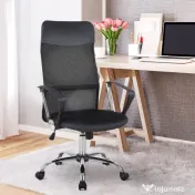 HOMCOM scaun ergonomic de birou, insertie plasa, negru 