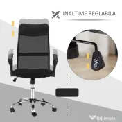 HOMCOM scaun ergonomic de birou, insertie plasa, negru 