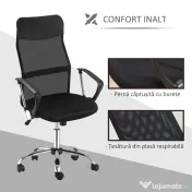 HOMCOM scaun ergonomic de birou, insertie plasa, negru 