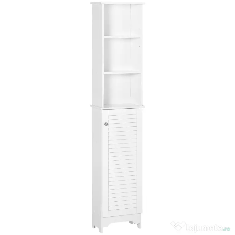 HOMCOM Coloana Baie cu Raft pe 3 Niveluri si Dulapior Inchis