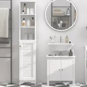 HOMCOM Coloana Baie cu Raft pe 3 Niveluri si Dulapior Inchis 