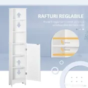 HOMCOM Coloana Baie cu Raft pe 3 Niveluri si Dulapior Inchis 