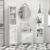 HOMCOM Coloana Baie cu Raft pe 3 Niveluri si Dulapior Inchis 