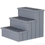 PawHut Scara pentru caini 3 trepte cu covor antiderapant si spatiu de depozitare intern, 40,5x44,5x38cm, gri