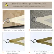 Outsunny Cort Parasolar Triunghiular, Alb Crem, 3x3x3m