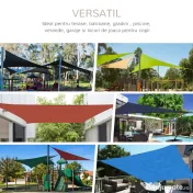 Outsunny Cort Parasolar Triunghiular, Alb Crem, 3x3x3m