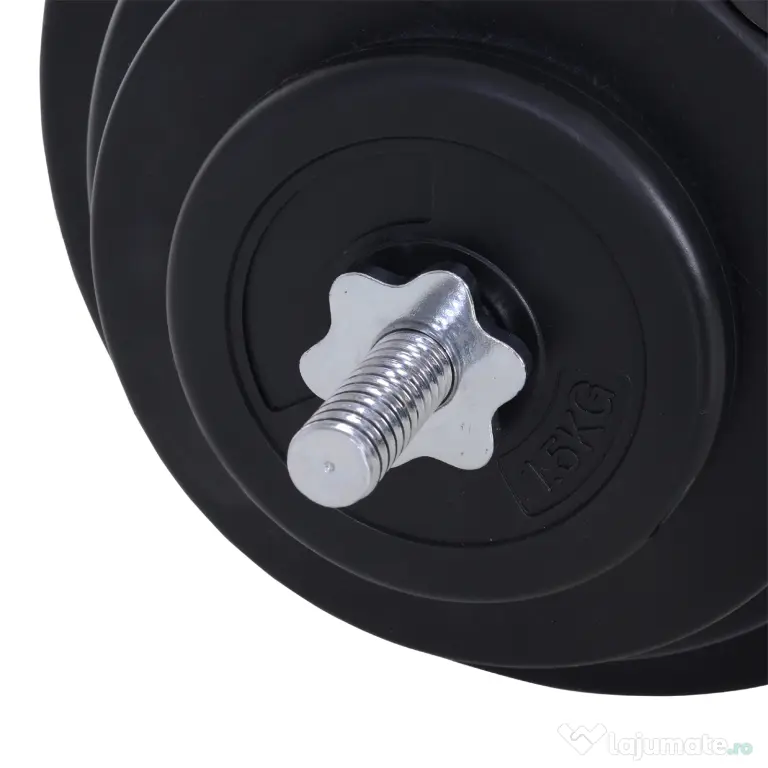 HOMCOM Set Gantere Reglabile cu Bară Zimțată și 8 Discuri, Antrenament Musculare, 70kg, Fier | Aosom Romania