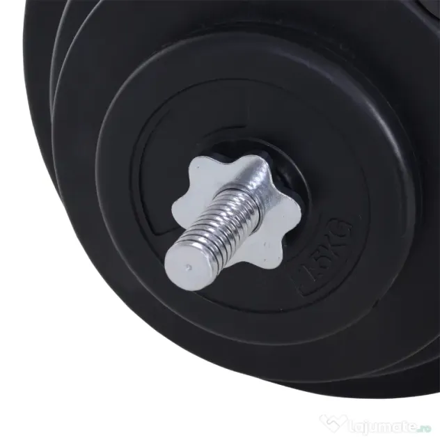 HOMCOM Set Gantere Reglabile cu Bară Zimțată și 8 Discuri, Antrenament Musculare, 70kg, Fier | Aosom Romania