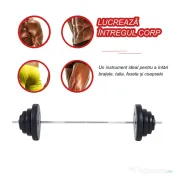 Homcom Set Haltere & Bara 170cm, 70kg cu discuri reglabile pentru antrenamente 