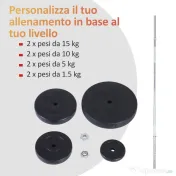 Homcom Set Haltere & Bara 170cm, 70kg cu discuri reglabile pentru antrenamente 
