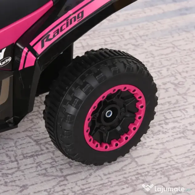 ATV Jucarie pentru copii Ride On cu lumini si sunete HOMCOM, miscare prin impingere varsta recomandata 18-36 luni, roz, 67,5x38x 44cm | Aosom Romania