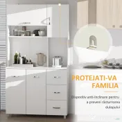 Homcom Bufet Înalt pentru Bucătărie, Dulap cu Sertare și Dulapioare, Rafturi Deschise pentru Microunde, 100x39.5x183.5cm, Alb | Aosom Romania 