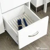 Homcom Bufet Înalt pentru Bucătărie, Dulap cu Sertare și Dulapioare, Rafturi Deschise pentru Microunde, 100x39.5x183.5cm, Alb | Aosom Romania 