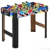 HOMCOM Masa de Fotbal cu 2 Tabele de Scor, din Lemn, Oțel Inoxidabil și Plastic, 86,5x43,5x63 cm, Multicolor 