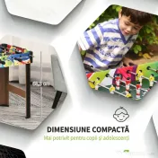 HOMCOM Masa de Fotbal cu 2 Tabele de Scor, din Lemn, Oțel Inoxidabil și Plastic, 86,5x43,5x63 cm, Multicolor 