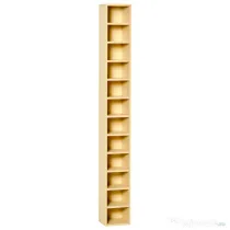 HOMCOM Bibliotecă Mobilă pentru CD-uri cu 12 Rafturi pentru 204 CD-uri, din MDF și PAL, 21x20x175 cm, culoare Lemn