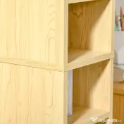 HOMCOM Bibliotecă Mobilă pentru CD-uri cu 12 Rafturi pentru 204 CD-uri, din MDF și PAL, 21x20x175 cm, culoare Lemn 