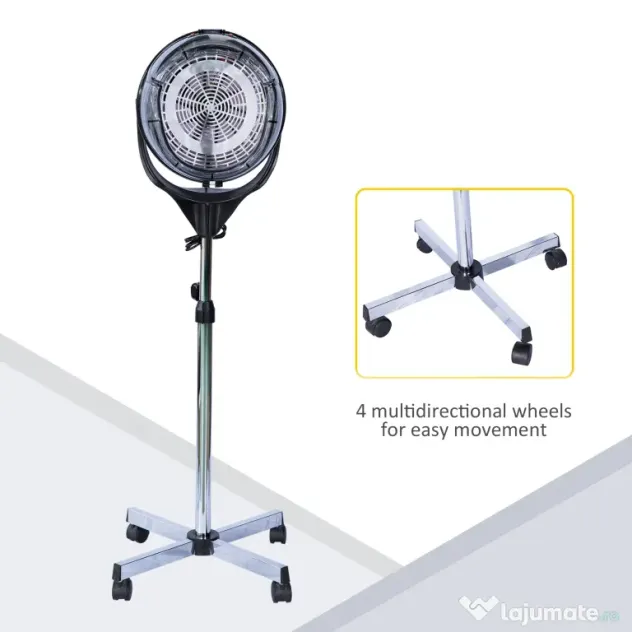 Feon HOMCOM, casca pentru uscat parul 1800W, uscator de par profesional Alb 65x65x115-165cm | Aosom Romania