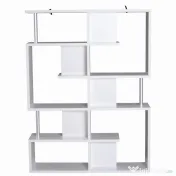 Homcom raft cărți, 5 Niveluri in Lemn, cu două curele anti-basculare în spate, 120x28.6x160cm, Alb | Aosom Romania 