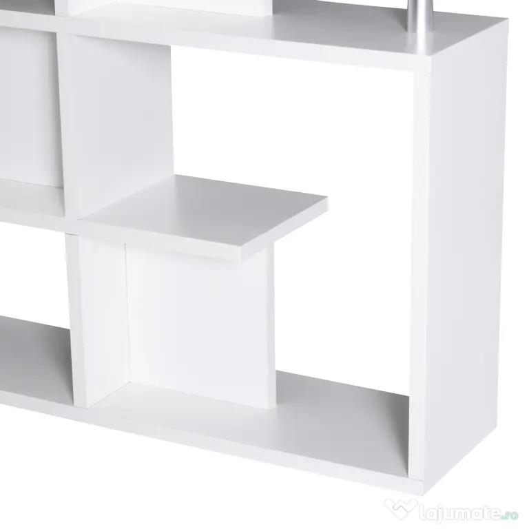 Homcom raft cărți, 5 Niveluri in Lemn, cu două curele anti-basculare în spate, 120x28.6x160cm, Alb | Aosom Romania