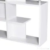 Homcom raft cărți, 5 Niveluri in Lemn, cu două curele anti-basculare în spate, 120x28.6x160cm, Alb | Aosom Romania 